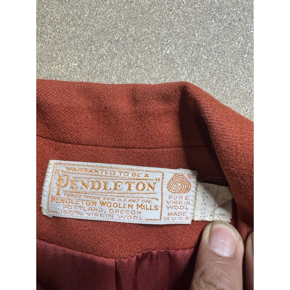 VTG Pendleton Merino Wool Orange Blazer Size 4 Button Jacket Collar‎ Pockets - Picture 4 of 8